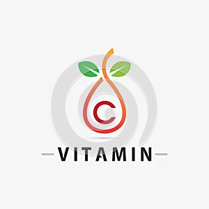 vitamin c logo vector design vector icon health nutrition