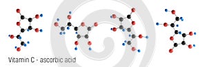Vitamin C Molecule Structure. 3D rendered