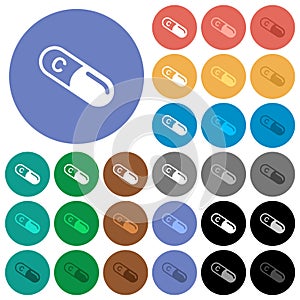 Vitamin C round flat multi colored icons