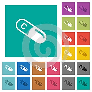 Vitamin C square flat multi colored icons