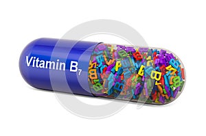 Vitamin capsule B7, biotin. 3D rendering