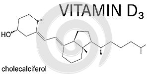 Vitamin D, D3, cholecalciferol molecule. Skeletal formula.