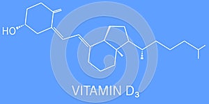 Vitamin D, D3, cholecalciferol molecule. Skeletal formula.