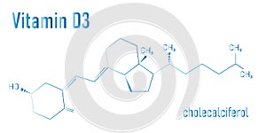 Vitamin D D3, cholecalciferol molecule. Skeletal formula