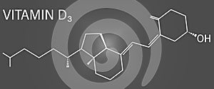 Vitamin D, D3, cholecalciferol molecule. Skeletal formula.