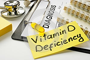 Vitamin D deficiency diagnosis with medical form. photo