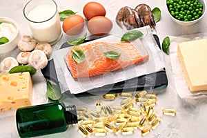 Vitamin D foods and capsulas