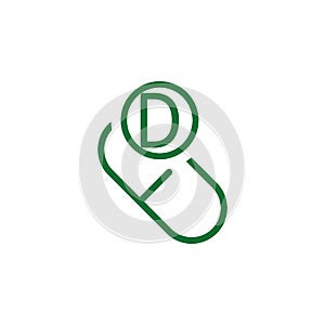 Vitamin D green icon. Element of vitamin icon. Thin line icon for website design and development, app development. Premium icon