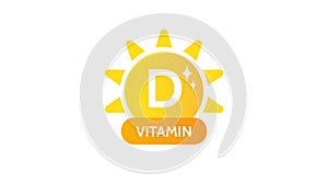 Vitamin D. label, icon, logo design. Medicine, healthcare, eco, organic, bio theme. Vector simple illustration Isolated