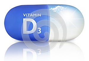 Vitamin d pill concept, sunshine inside a capsule