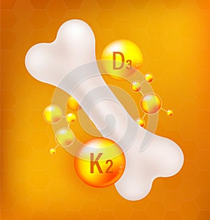 Vitamin D3 and K2 for Bone Health: A Dynamic Vector Illustration of Vital Nutrients