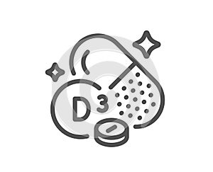 Vitamin D3 line icon. Cholecalciferol food nutrient sign. Vector