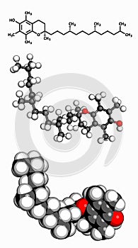 Vitamin E alpha tocopherol molecule.