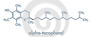 Vitamin E alpha tocopherol molecule. Skeletal formula.