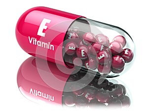 Vitamin E capsule or pill. Dietary supplements. photo