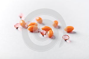 Vitamin E and Coenzyme Q10 capsules. Antioxidants.