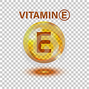 Vitamin E icon in flat style. Pill capcule vector illustration on white isolated background. Skincare business concept