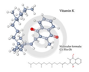 Vitamin K - 3d illustration of molecular structure