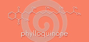 Vitamin K K1, phylloquinone, phytomenadione molecule. Skeletal formula.