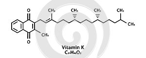 Vitamin K Phylloquinone molecular structure. Vitamin K Phylloquinone skeletal chemical formula. Chemical molecular