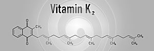 Vitamin K2 or menaquinone molecule. Skeletal formula. Menachinon