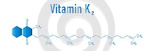 Vitamin K2 or menaquinone molecule. Skeletal formula. Menachinon