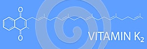 Vitamin K2 or menaquinone molecule. Skeletal formula. Menachinon