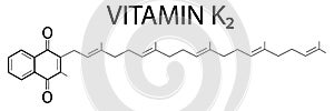 Vitamin K2 or menaquinone molecule. Skeletal formula. Menachinon