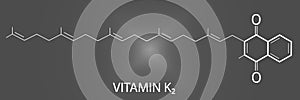 Vitamin K2 or menaquinone molecule. Skeletal formula. Menachinon