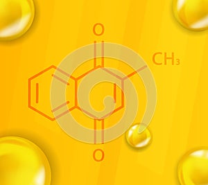 Vitamin K3 chemical formula. Vitamin K3 Realistic chemical molecular structure