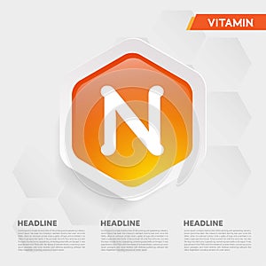 Vitamin N icon Drop collection set, cholecalciferol. golden drop Vitamin complex drop. Medical for heath Vector illustration