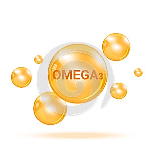 Vitamin Omega3  Graphic Medicine Bubble on white background Illustration. Health care and Medical Concept Design