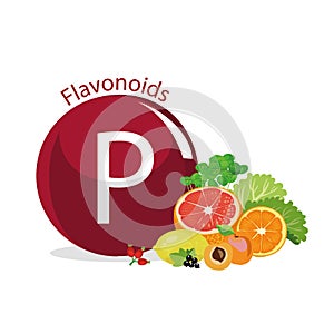 Vitamin P . Natural organic foods with high vitamin conte