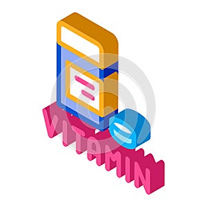 Vitamin pills package isometric icon vector illustration