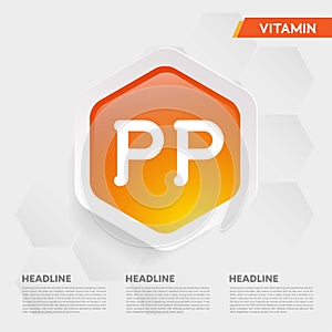 Vitamin PP icon Drop collection set, cholecalciferol. golden drop Vitamin complex drop. Medical for heath Vector illustration