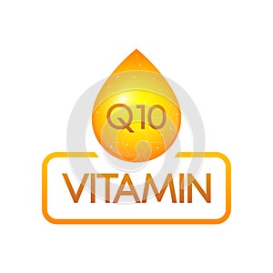 Vitamin Q10 drop banner izolated on white background. Vector illustration.