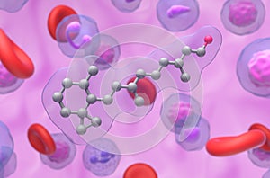 Vitamin a (retinol) â closeup view 3d illustration photo