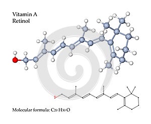 Vitamin A Retinol - 3d illustration of molecular structure photo