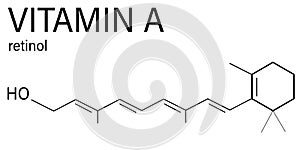 Vitamin A or retinol molecule. Skeletal formula.