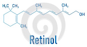 Vitamin A or retinol molecule. Skeletal formula.