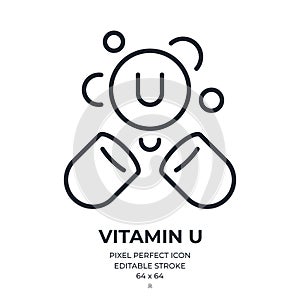 Vitamin U editable stroke outline icon isolated on white background flat vector illustration. Pixel perfect. 64 x 64