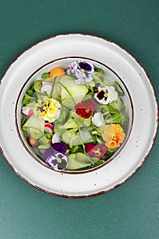 Vitamin vegetable salad with flowers