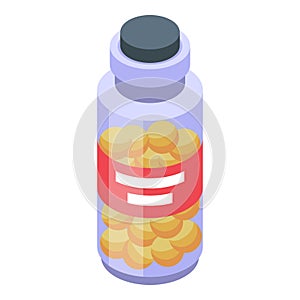 Vitamins bottle icon, isometric style