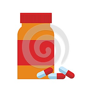Vitamins bottle with pills