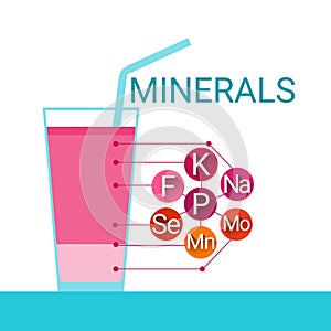 Vitamins Cocktail Glass Essential Chemical Elements Nutrient Minerals