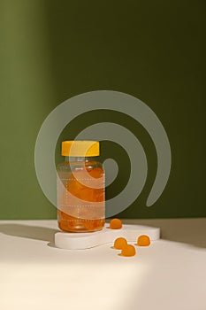 dietary supplements on neutral background