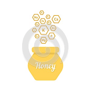 Vitamins and macronutrients fallen in honey pot