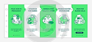 Vitamins and supplements onboarding vector template