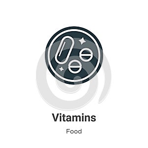 Vitamins vector icon on white background. Flat vector vitamins icon symbol sign from modern food collection for mobile concept and