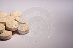 Vitamins on white background